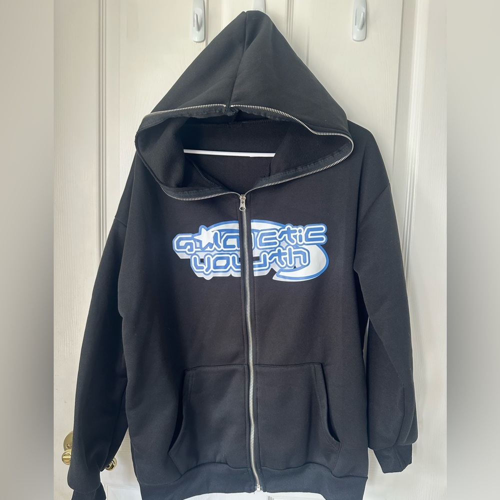 Black full zip anime sweatshirt